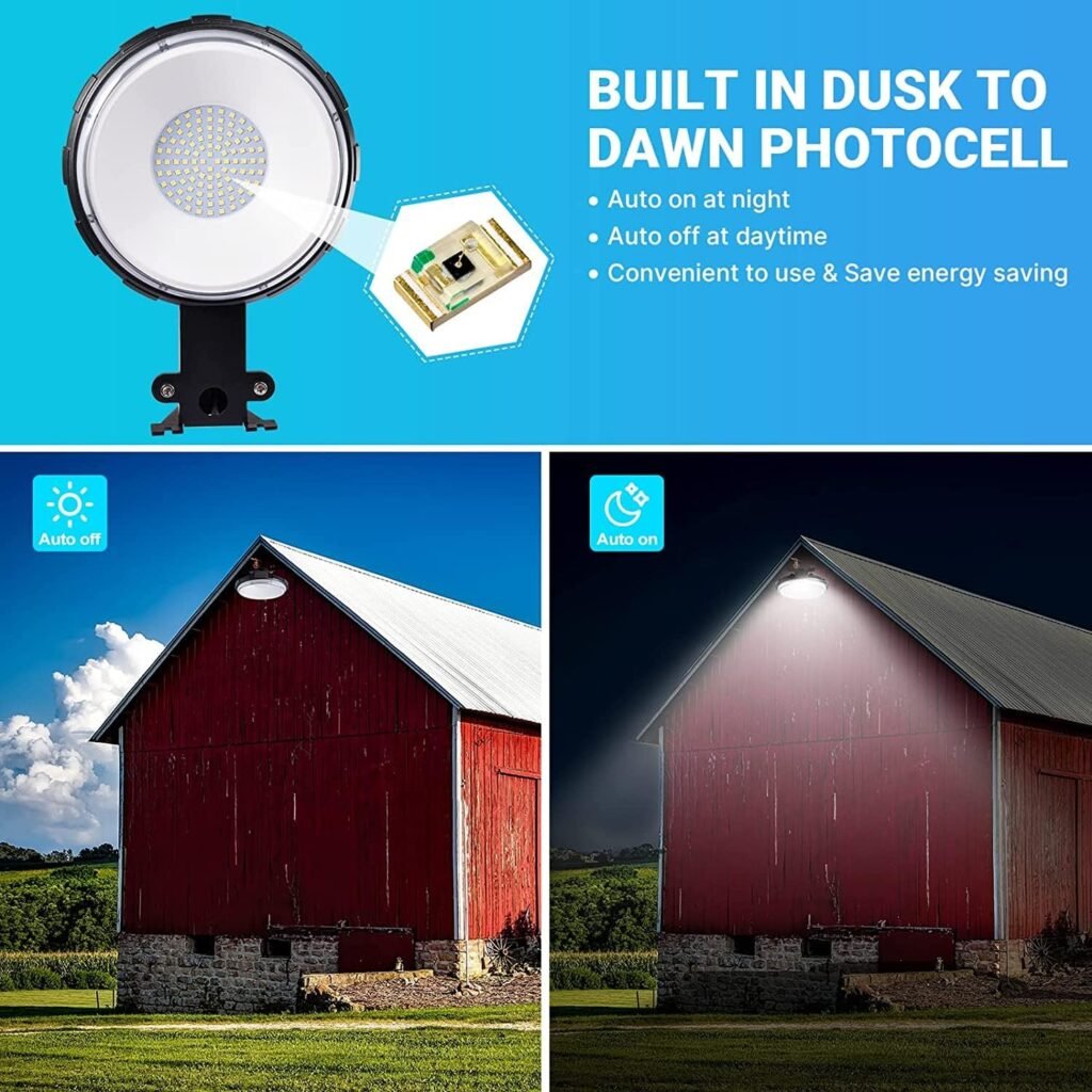 Ankishi LED Barn Light, Dusk to Dawn Outdoor Lighting with 150W 18000LM 5000K Daylight, IP65 Waterproof Area Street Light for Barns Street Yard Garage Warehouse Outdoor Security Flood Lights(2Pack)