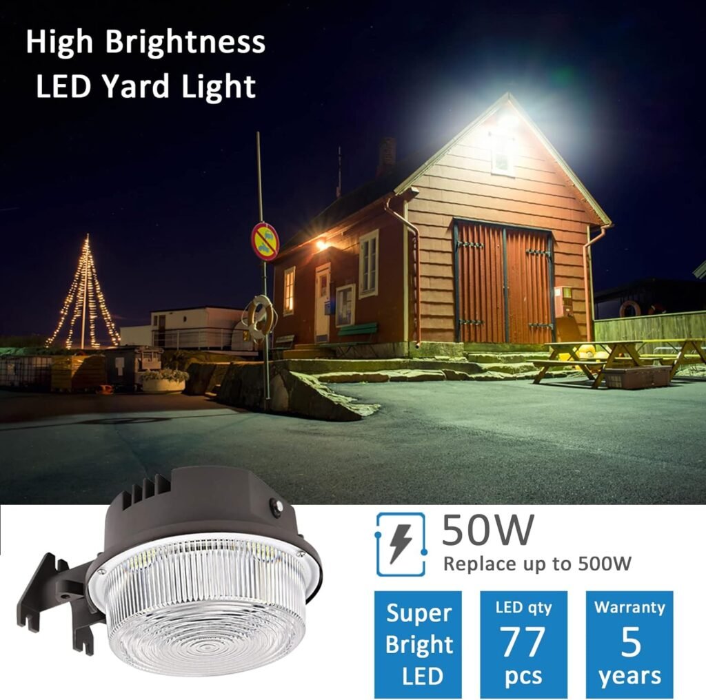 LED Barn Light 50W, Dusk to Dawn Outdoor Yard Lighting with Photocell, Ultra Brightness 5000K Daylight 7500lm, 500W MH/HPS Replacement, IP65 Waterproof for Security/Farmhouse/Area Light