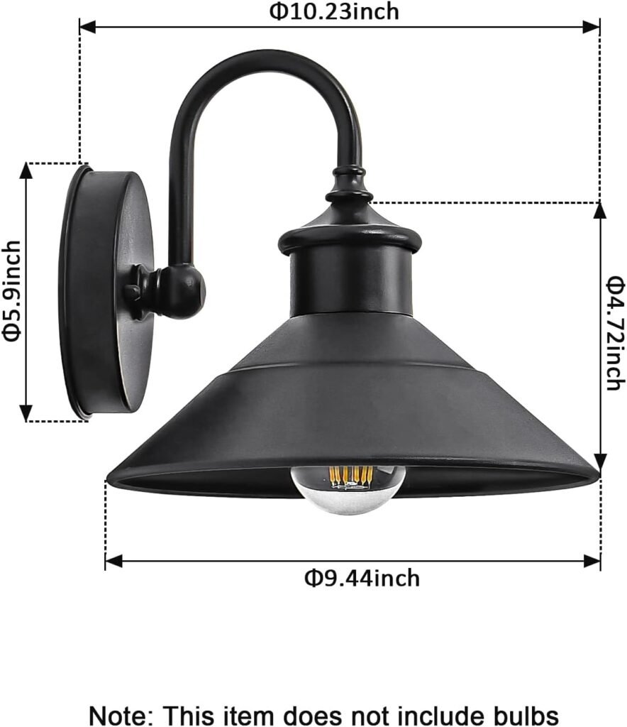 Outdoor Barn Lights Gooseneck,Classic Exterior Light Fixture,Black Farmhouse Outdoor Lighting,E26 Front Porch Light,Patio Lights Outdoor Waterproof,Outdoor Lights for House,Garden,Garage,Yard