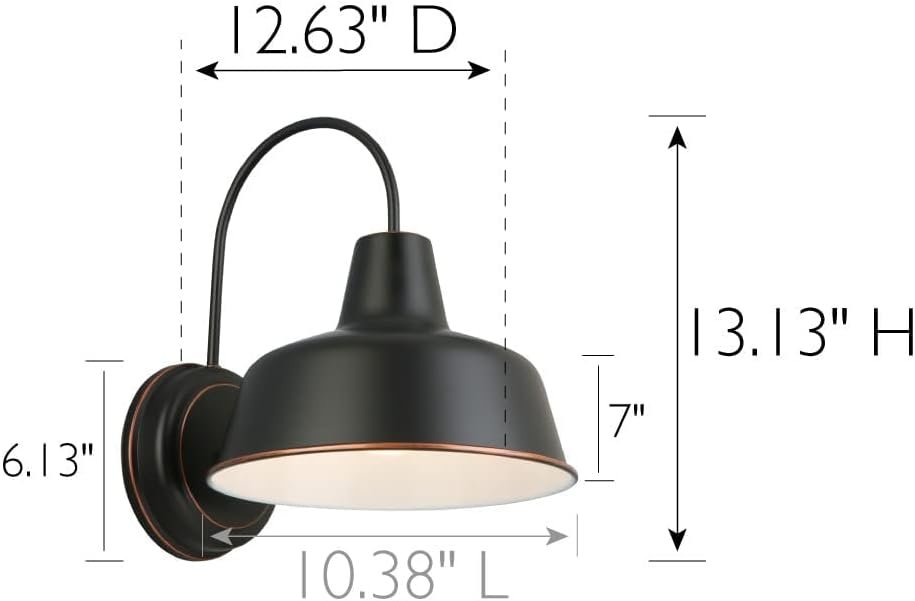 Mason Barn Light Indoor/Outdoor Wall Mount Modern Industrial Farmhouse Design House Wall Light for Patio, Garage, Bathroom, Office, Kitchen, 8-Inch, Satin Black, 579367